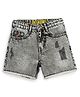 Knit N Knot Denim Solid Mild Washed Ripped Shorts - Grey