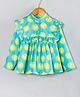 Hugsntugs Cotton Woven Full Sleeves Hearts Printed With Frill Detailed Top - Turquoise Blue