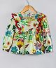 Hugsntugs Cotton Woven Full Sleeves Floral Printed Pom Pom Embellished Top - Multi Colour