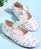 Cute Walk by Babyhug Velcro Closure Ballerina With Bow Print & Butterfly Applique - White