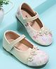 Cute Walk by Babyhug Velcro Closure Ballerina with Floral Applique - Beige