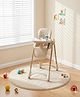 Baby Highchair with Reclining Seat & Double Food Tray - Beige| Safety Harness| Lockable Wheels| Adjustable Height| PU Cushion Seat| Adjustable Food Tray & Leg Rest| Compact Fold