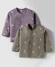Pink Rabbit Single Jersey Knit Full Sleeves Jhablas with Tiger & Dino Print Pack of 2 - Purple & Grey