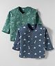 Pink Rabbit Single Jersey Knit Full Sleeves Jhablas with Animal Print Pack of 2 - Navy Blue & Green