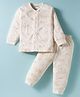 Pink Rabbit Single Jersey Knit Full Sleeves Night Suit With Animal Print - Off White