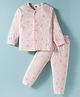 Pink Rabbit Single Jersey Full Sleeves Night Suit With Animal Print - Pink
