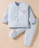 Pink Rabbit Single Jersey Knit Full Sleeves Night Suit with Teddy Print - Light Blue
