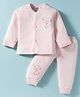 Pink Rabbit Single Jersey Full Sleeves Night Suit With Animal Print - Pink
