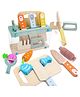 SANJARY Wooden Kitchen Play Set, Kids Cutting Board with Toy Vegetables and Utensils, Educational Learning Toy color design may vary