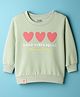 Pink Rabbit Looper Knit Full Sleeves T-Shirt with Heart & Text Graphic - Light Green