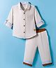 ToffyHouse Cotton Woven Full Sleeves Solid Shirt & Trouser Set - Beige