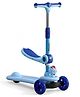 2-in-1 Kids 3 Wheel Scooter with Foldable Seat & LED Wheels - Blue| Adjustable Height| Music| Lean-to-Steer| Toy for 3 to 10 Yrs Boys & Girls| Sport Gift| Physical Activity