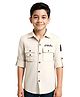 CAVIO Cotton Woven Full Sleeves Shirt With Text Print - Cream