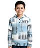 CAVIO Cotton Blend Woven Full Sleeves Typography Printed Hooded Shirt - Turquoise Blue