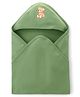 Kookie Kids Interlock Knit Hooded Wrapper With Animal Embroidery L 78 x B 78 cm- Green