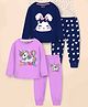 Trampoline Cotton Blend Knit Pack Of 2 Full Sleeves Unicorn Printed Tee & Pajama Set - Blue & Purple