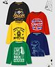 Trampoline Cotton Blend Knit Pack Of 5 Full Sleeves Dinosaur & Typography Printed Tees - Multi Colour