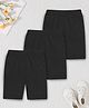 Trampoline Cotton Lycra Knit Pack Of 3 Solid Cycling Shorts - Black