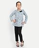 Nino Togs Cotton Jersey Knit Full Sleeves Hearts Printed Bow Applique Detailed Top & Lounge Pants - Light Blue & Black