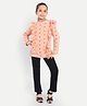 Nino Togs Cotton Jersey Knit Full Sleeves Hearts Printed Frill Detailed Top & Lounge Pants - Pink & Black