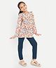 Nino Togs Cotton Jersey Knit Full Sleeves Hearts Printed Top & Lounge Pants - Cream & Blue
