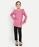 Nino Togs Cotton Jersey Knit Full Sleeves Ice Cream Printed Frill Detailed Top & Lounge Pants - Pink & Black