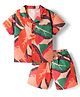 ToffyHouse Cotton Woven Half Sleeves Co-ord Shirt & Shorts Set with Tropical Theme Print - Multicolor