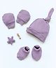 Cocoon Care Bamboo Cotton Knit Solid Cap Mittens & Booties Set - Lilac