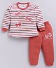 Nottie Planet Cotton Knit Full Sleeves Striped Top & Pant - Rust