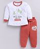 Nottie Planet Cotton Knit Full Sleeves Polar Bear Printed Top & Pant Set- Rust