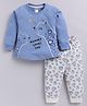 Nottie Planet Cotton Knit Full Sleeves Leopard Printed Top & Pant Set - Blue