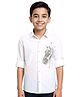 Charchit Cotton Woven Full Sleeves Beads Embellished  Shirt - White