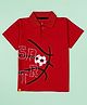 Kiddopanti Cotton Knit Half Sleeves Sports Theme Printed Polo Tee - Red