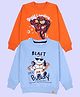 Kiddopanti Pack Of 2 Fleece Woven Full Sleeves Brain Loading & Blast Buddy Text      Printed Light Winter Sweatshirt - Ink Blue & Orange