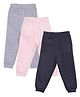 The Mom Store Cotton Knit  Pack of 3 Solid Sweatpants -Navy Blue Pink & Grey