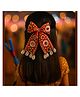 Little Tresses Navratri Theme Bow Applique Detailed & Floral Embroidered Alligator Hair Clip - Red White & Yellow