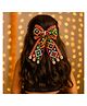 Little Tresses Navratri Theme Bow Applique Detailed & Mirror Work Embellished Alligator Hair Clip - Blue White Red & Yellow
