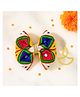 Little Tresses Navratri Theme Bow Applique Detailed & Mirror Work Embellished Alligator Hair Clip - Blue Pink & White