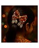Little Tresses Navratri Theme Abstract Embroidered & Kaudi Embellished Bow Alligator Clip - Multi Colour