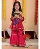 Kinder Kids Cotton Woven Sleeveless Bandhani Printed & Gota Lace Embellished Kurti Sharara With Dupatta Set - Pink