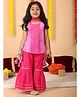 Kinder Kids Cotton Woven Sleeveless Bandhani Printed & Gota Lace Embellished Kurti Sharara With Dupatta Set - Pink