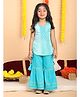 Kinder Kids Cotton Woven Sleeveless Bandhani Printed Kurti With Sharara Set - Blue