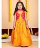 Kinder Kids Cotton Woven Cap Sleeves Kota Printed & Gota Lace Embellished Lehenga Choli With Dupatta Set - Yellow
