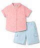 ToffyHouse Cotton Woven Half Sleeves Checks Shirt & Shorts Set - Sky Blue