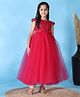 Toy Balloon Kids Net Woven Cap Sleeves Floral Applique Detailed Sequins Embellished Gown - Magenta
