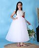 Toy Balloon Kids Net Woven Cap Sleeves Floral Applique Detailed Sequins Embellished Gown - White