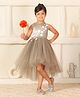 Toy Balloon Kids Net Woven Sleeveless Floral Applique Detailed Pearls Embellished High Low Dress - Grey