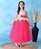 Toy Balloon Kids Net Woven Sleeveless Floral Printed & Applique Detailed Gown - Fuchsia Pink