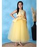Toy Balloon Kids Net Woven Sleeveless Floral Applique Detailed Gown - Yellow