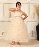 Toy Balloon Kids Net Woven Sleeveless Floral Foil Printed Gown - Light Golden